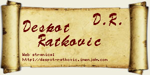 Despot Ratković vizit kartica